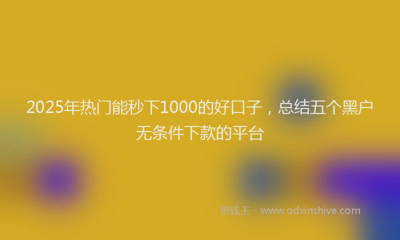 2025年热门能秒下1000的好口子，总结五个黑户无条件下款的平台
