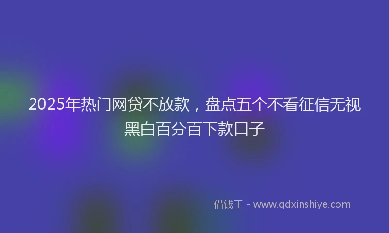 2025年热门网贷不放款，盘点五个不看征信无视黑白百分百下款口子
