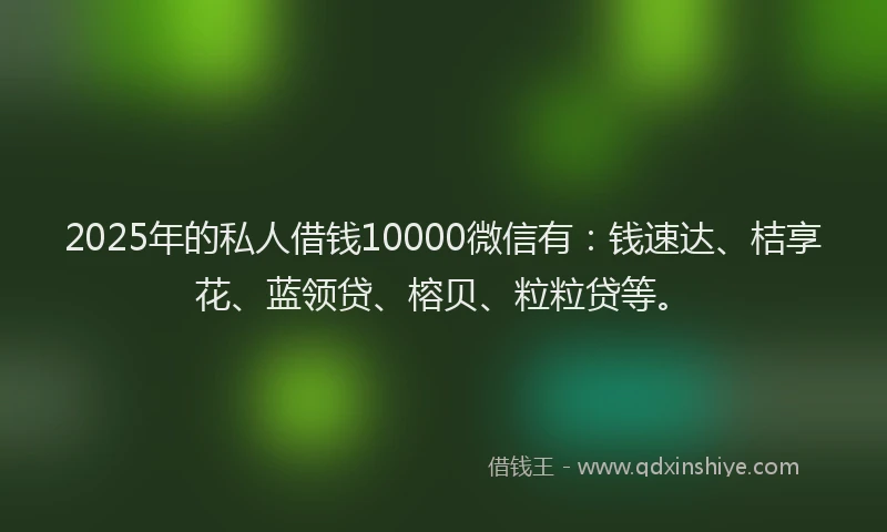2025年的私人借钱10000微信有：钱速达、桔享花、蓝领贷、榕贝、粒粒贷等。