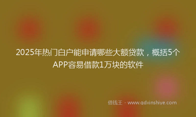 2025年热门白户能申请哪些大额贷款，概括5个APP容易借款1万块的软件