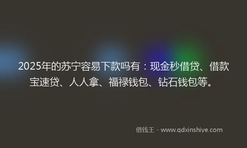 2025年的苏宁容易下款吗有：现金秒借贷、借款宝速贷、人人拿、福禄钱包、钻石钱包等。