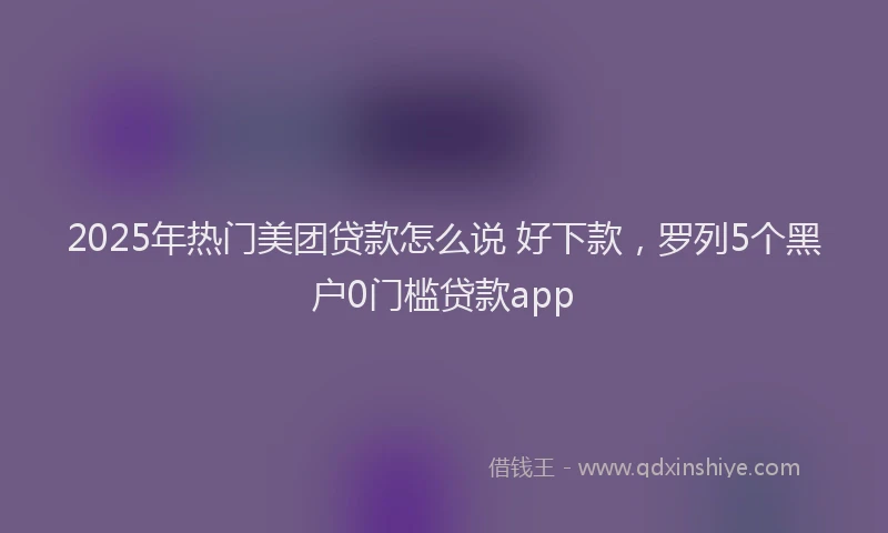 2025年热门美团贷款怎么说 好下款，罗列5个黑户0门槛贷款app