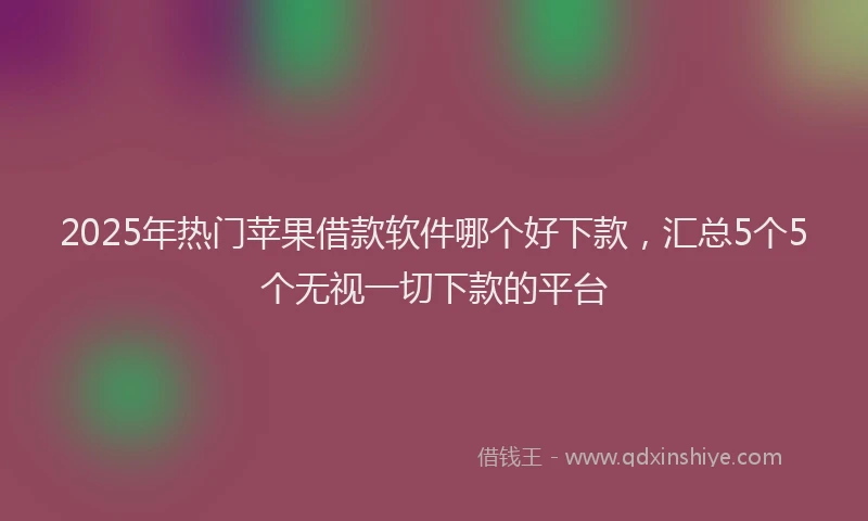 2025年热门苹果借款软件哪个好下款，汇总5个5个无视一切下款的平台