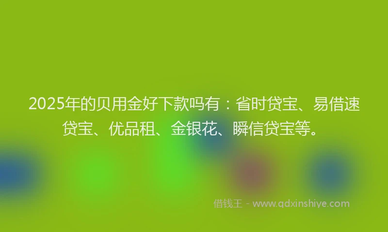 2025年的贝用金好下款吗有：省时贷宝、易借速贷宝、优品租、金银花、瞬信贷宝等。