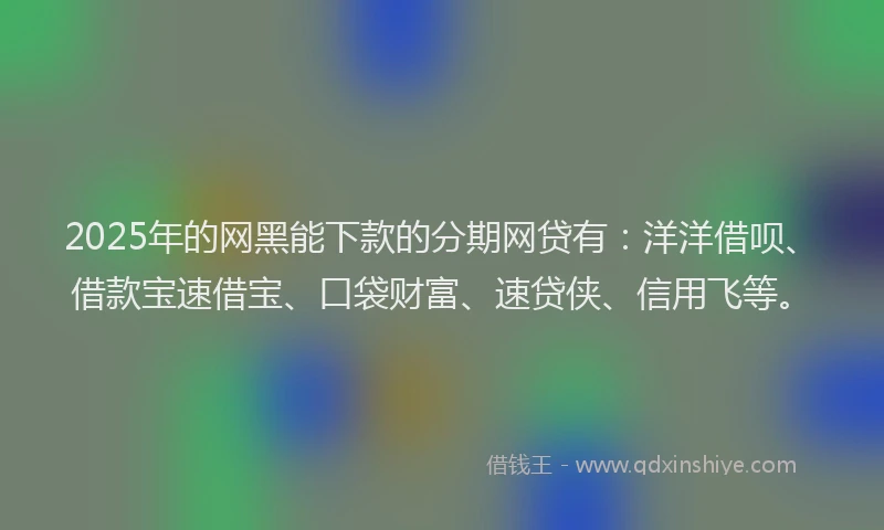 2025年的网黑能下款的分期网贷有：洋洋借呗、借款宝速借宝、口袋财富、速贷侠、信用飞等。