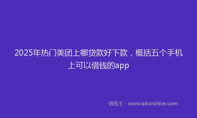 2025年热门美团上哪贷款好下款，概括五个手机上可以借钱的app