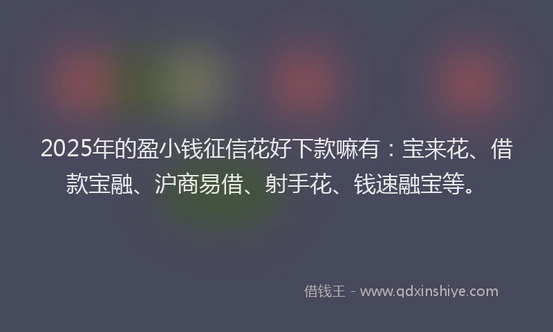2025年的盈小钱征信花好下款嘛有：宝来花、借款宝融、沪商易借、射手花、钱速融宝等。