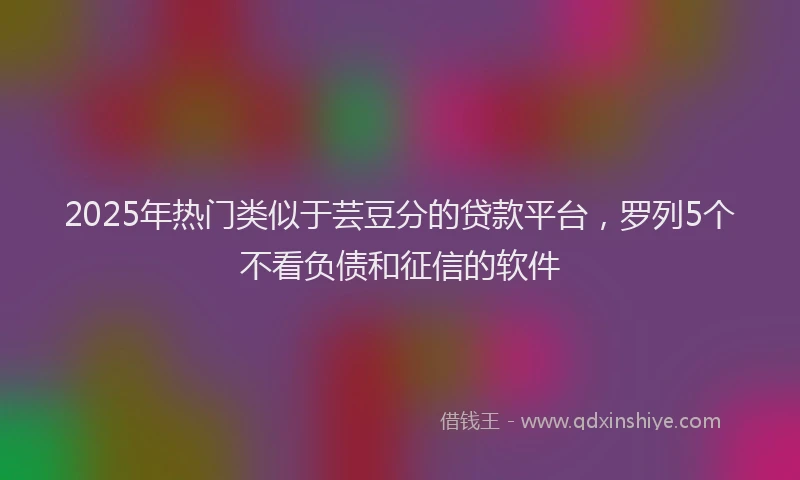 2025年热门类似于芸豆分的贷款平台，罗列5个不看负债和征信的软件