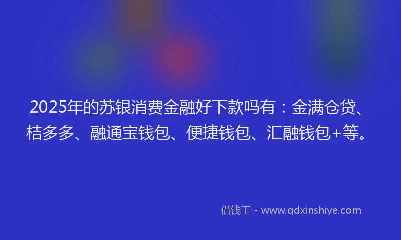 2025年的苏银消费金融好下款吗有：金满仓贷、桔多多、融通宝钱包、便捷钱包、汇融钱包+等。