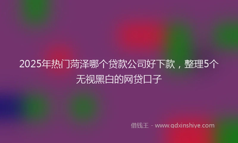 2025年热门菏泽哪个贷款公司好下款，整理5个无视黑白的网贷口子