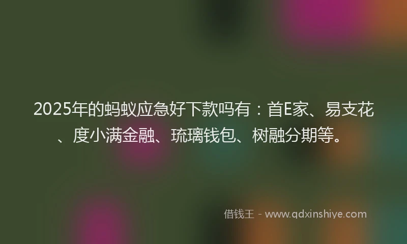 2025年的蚂蚁应急好下款吗有：首E家、易支花、度小满金融、琉璃钱包、树融分期等。