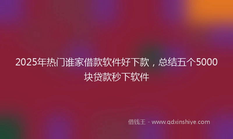 2025年热门谁家借款软件好下款，总结五个5000块贷款秒下软件