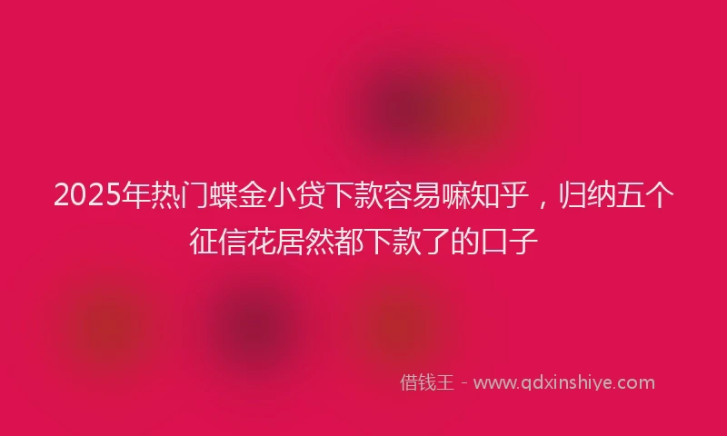 2025年热门蝶金小贷下款容易嘛知乎，归纳五个征信花居然都下款了的口子