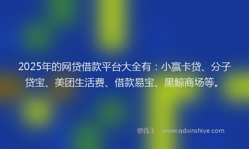 2025年的网贷借款平台大全有：小赢卡贷、分子贷宝、美团生活费、借款易宝、黑鲸商场等。