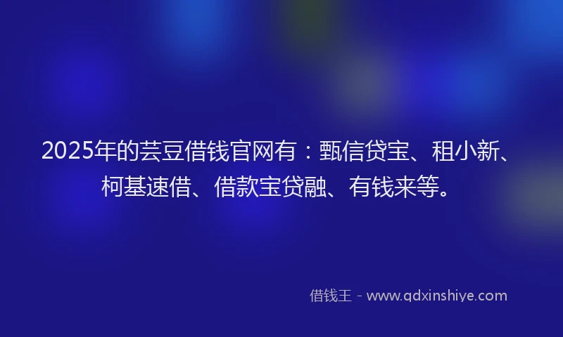 2025年的芸豆借钱官网有：甄信贷宝、租小新、柯基速借、借款宝贷融、有钱来等。
