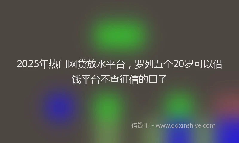 2025年热门网贷放水平台，罗列五个20岁可以借钱平台不查征信的口子
