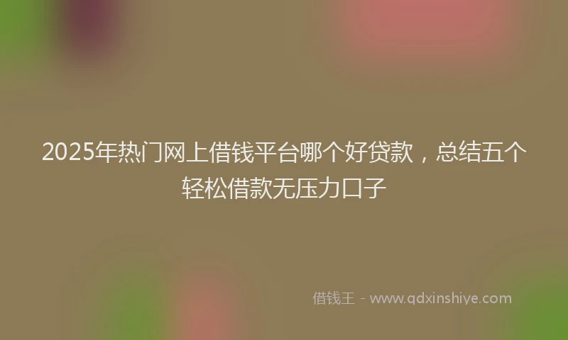2025年热门网上借钱平台哪个好贷款，总结五个轻松借款无压力口子