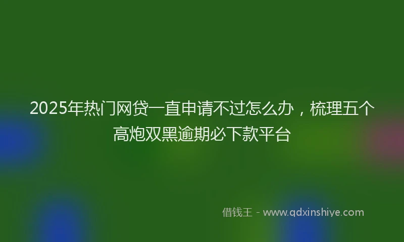 2025年热门网贷一直申请不过怎么办，梳理五个高炮双黑逾期必下款平台