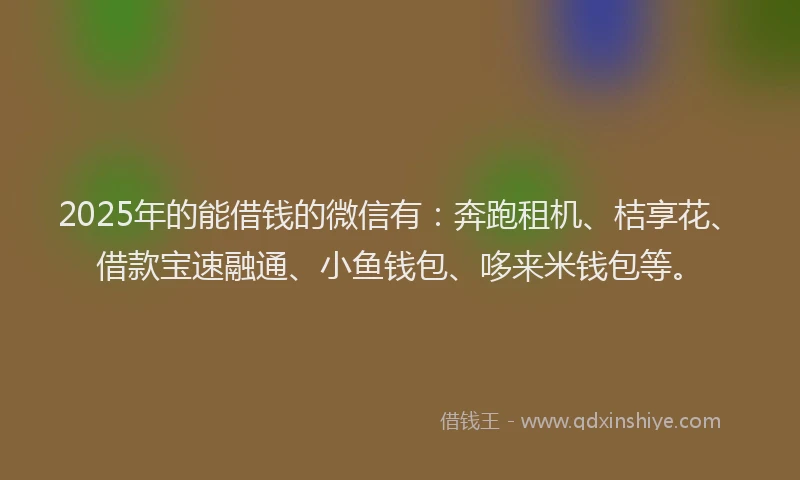 2025年的能借钱的微信有：奔跑租机、桔享花、借款宝速融通、小鱼钱包、哆来米钱包等。