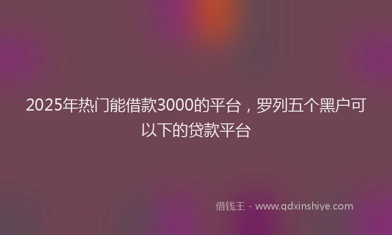 2025年热门能借款3000的平台，罗列五个黑户可以下的贷款平台