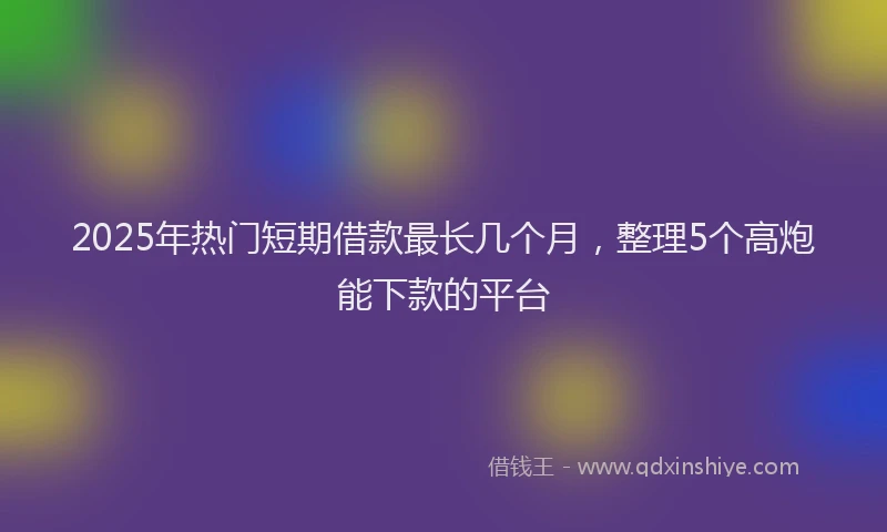 2025年热门短期借款最长几个月，整理5个高炮能下款的平台
