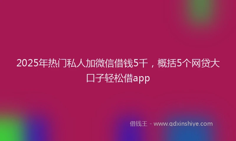 2025年热门私人加微信借钱5千，概括5个网贷大口子轻松借app