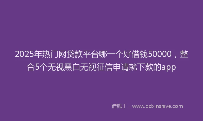 2025年热门网贷款平台哪一个好借钱50000，整合5个无视黑白无视征信申请就下款的app