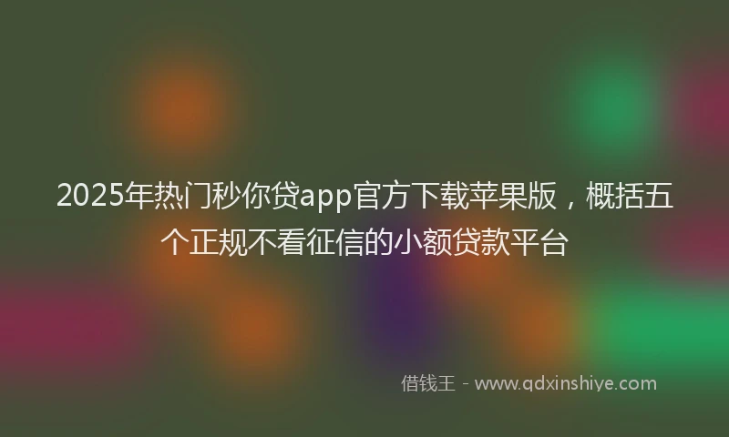 2025年热门秒你贷app官方下载苹果版，概括五个正规不看征信的小额贷款平台