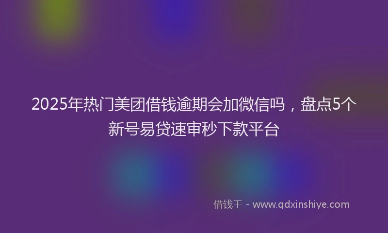 2025年热门美团借钱逾期会加微信吗，盘点5个新号易贷速审秒下款平台