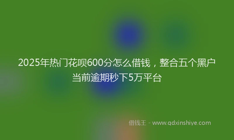 2025年热门花呗600分怎么借钱，整合五个黑户当前逾期秒下5万平台