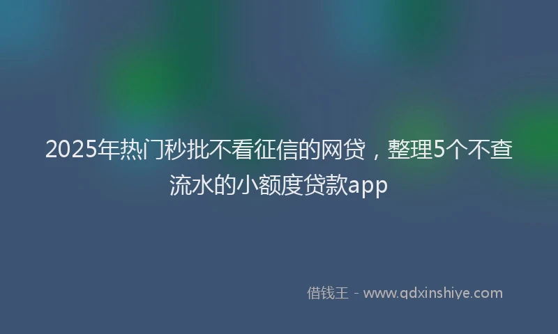 2025年热门秒批不看征信的网贷，整理5个不查流水的小额度贷款app
