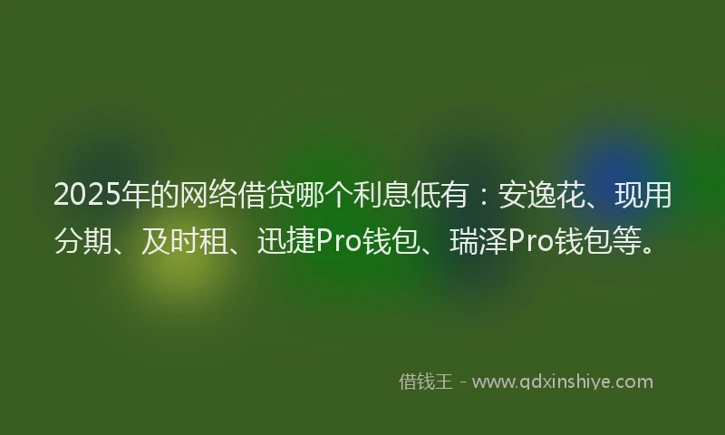 2025年的网络借贷哪个利息低有：安逸花、现用分期、及时租、迅捷Pro钱包、瑞泽Pro钱包等。