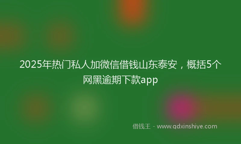 2025年热门私人加微信借钱山东泰安，概括5个网黑逾期下款app