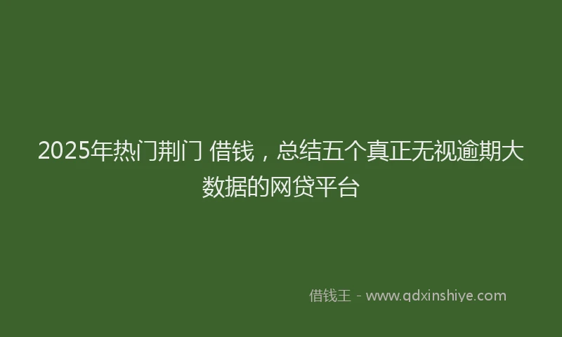 2025年热门荆门 借钱，总结五个真正无视逾期大数据的网贷平台