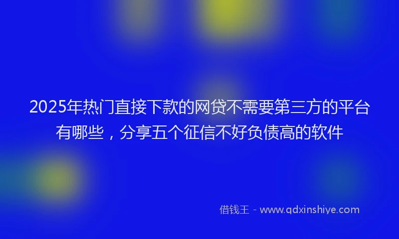 2025年热门直接下款的网贷不需要第三方的平台有哪些，分享五个征信不好负债高的软件