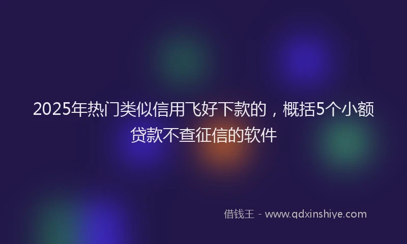 2025年热门类似信用飞好下款的，概括5个小额贷款不查征信的软件