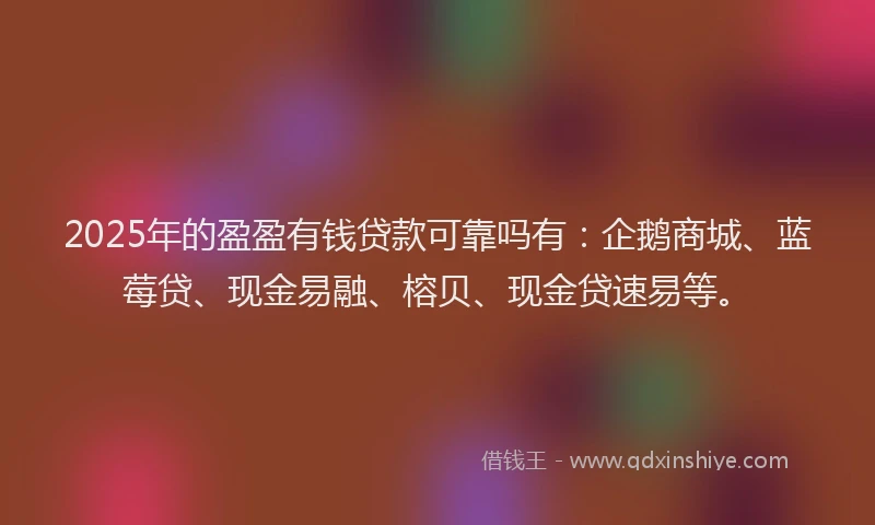 2025年的盈盈有钱贷款可靠吗有：企鹅商城、蓝莓贷、现金易融、榕贝、现金贷速易等。