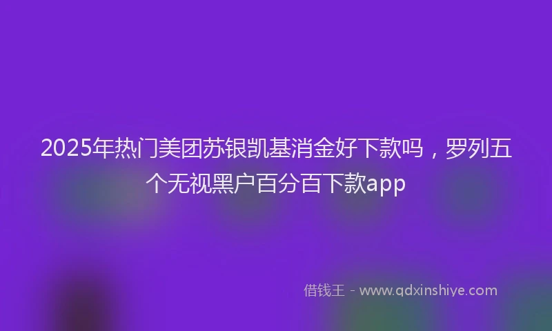 2025年热门美团苏银凯基消金好下款吗，罗列五个无视黑户百分百下款app