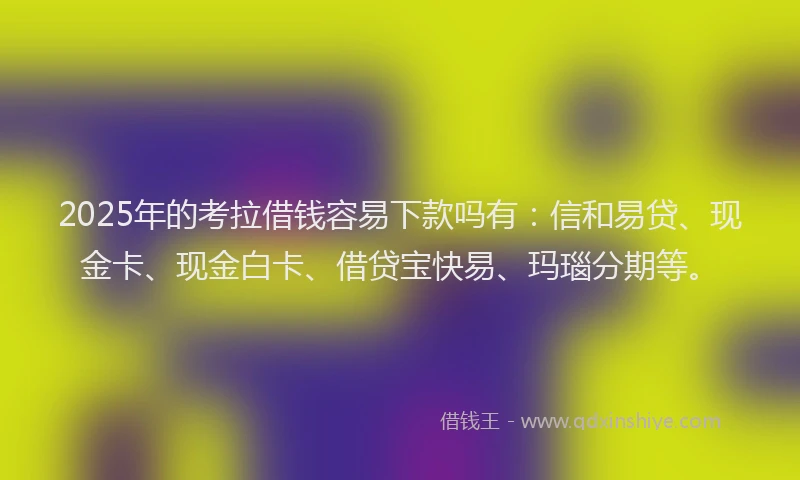 2025年的考拉借钱容易下款吗有：信和易贷、现金卡、现金白卡、借贷宝快易、玛瑙分期等。