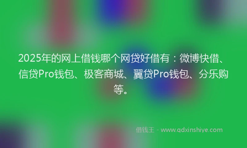 2025年的网上借钱哪个网贷好借有：微博快借、信贷Pro钱包、极客商城、翼贷Pro钱包、分乐购等。
