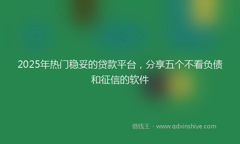 2025年热门稳妥的贷款平台，分享五个不看负债和征信的软件