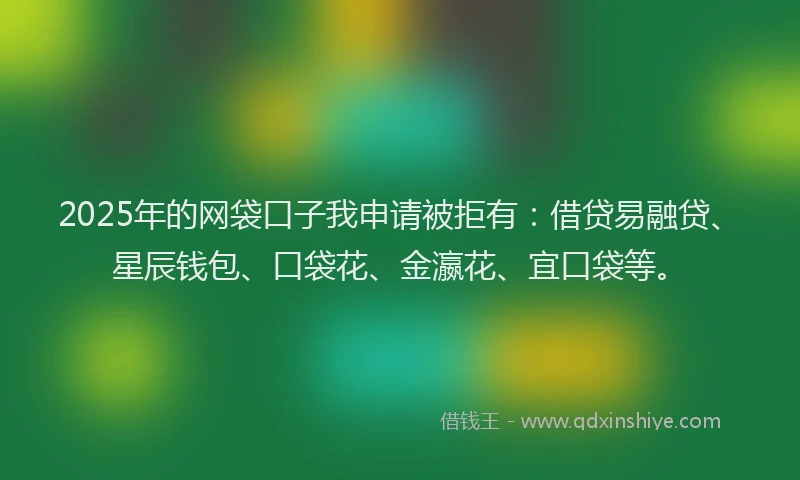 2025年的网袋口子我申请被拒有：借贷易融贷、星辰钱包、口袋花、金瀛花、宜口袋等。