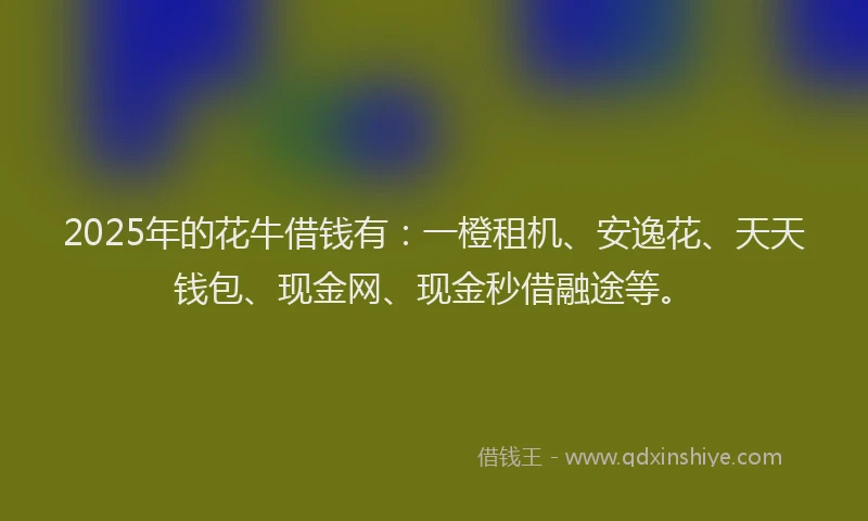 2025年的花牛借钱有：一橙租机、安逸花、天天钱包、现金网、现金秒借融途等。