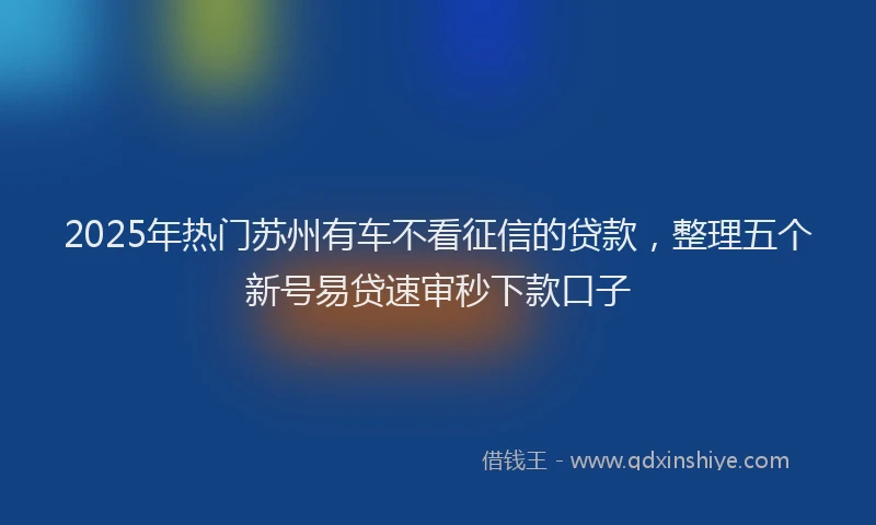 2025年热门苏州有车不看征信的贷款，整理五个新号易贷速审秒下款口子