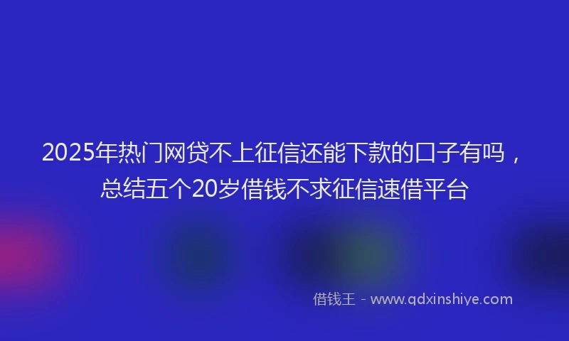 2025年热门网贷不上征信还能下款的口子有吗，总结五个20岁借钱不求征信速借平台