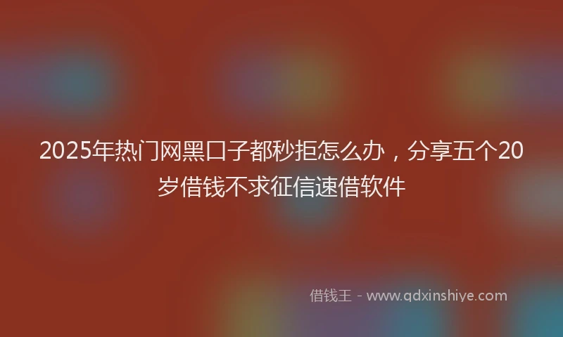 2025年热门网黑口子都秒拒怎么办，分享五个20岁借钱不求征信速借软件