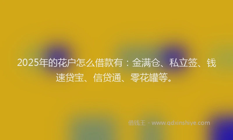 2025年的花户怎么借款有：金满仓、私立签、钱速贷宝、信贷通、零花罐等。