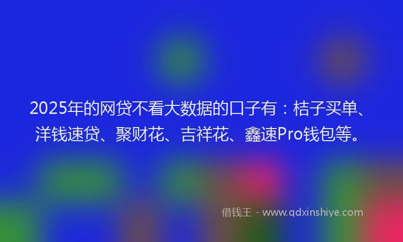 2025年的网贷不看大数据的口子有：桔子买单、洋钱速贷、聚财花、吉祥花、鑫速Pro钱包等。