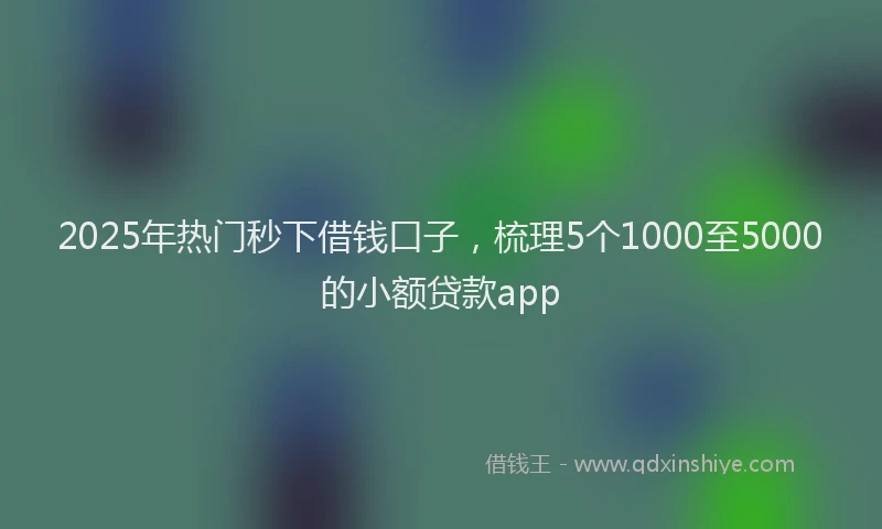 2025年热门秒下借钱口子，梳理5个1000至5000的小额贷款app