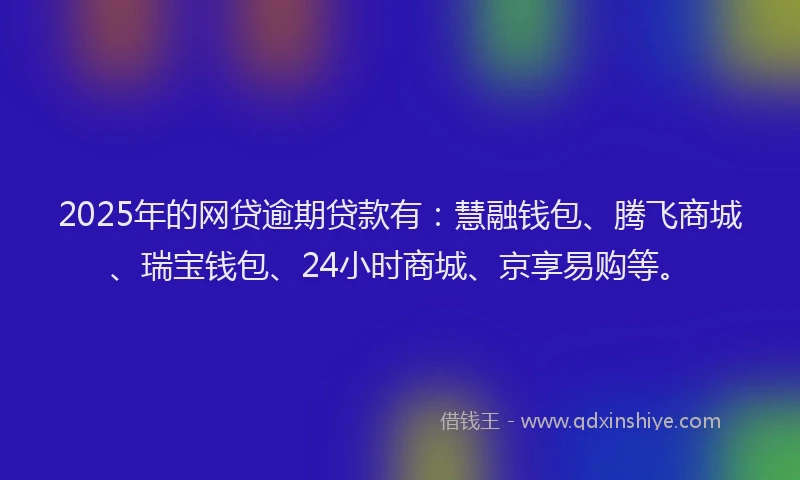 2025年的网贷逾期贷款有：慧融钱包、腾飞商城、瑞宝钱包、24小时商城、京享易购等。